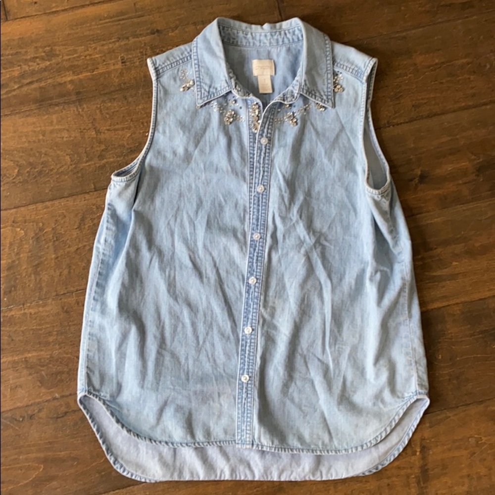 Chico’s denim and jewel button up